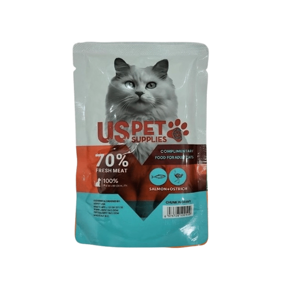 پوچ گربه یو اس پت سالمون و شترمرغ USPET